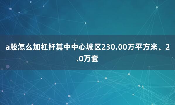 a股怎么加杠杆其中中心城区230.00万平方米、2.0万套