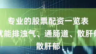 专业的股票配资一览表就能排浊气、通肠道、散肝郁
